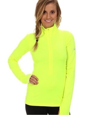 Neon Yellow Quarter-Zip Athletic Pullover